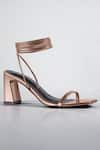 Buy_Signature Sole_Rose Gold Metallic Wrap-around Block Heels _at_Aza_Fashions