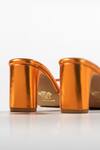 Signature Sole Orange Metallic Pointed Toe Block Heels Online at Aza Fashions Signature Sole_Orange Metallic Pointed Toe Block Heels _Online_at_Aza_Fashions