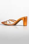 Shop Signature Sole Orange Metallic Pointed Toe Block Heels Online at Aza Fashions Shop_Signature Sole_Orange Metallic Pointed Toe Block Heels _Online_at_Aza_Fashions