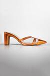 Buy Signature Sole Orange Metallic Pointed Toe Block Heels at Aza Fashions Buy_Signature Sole_Orange Metallic Pointed Toe Block Heels _at_Aza_Fashions