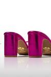Signature Sole_Fuchsia Pink Metallic Pointed Toe Block Heels _at_Aza_Fashions