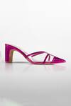 Buy_Signature Sole_Fuchsia Pink Metallic Pointed Toe Block Heels _at_Aza_Fashions