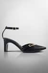 Buy_Signature Sole_Textured Black Pointed-toe Block Heels _Online_at_Aza_Fashions