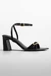 Buy_Signature Sole_Black Gold Buckle Strap Heels _at_Aza_Fashions