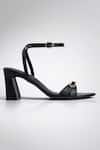 Signature Sole_Black Gold Buckle Strap Heels _at_Aza_Fashions