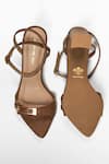 Shop_Signature Sole_Brown Mocha Luxe Gold Buckle Strap Heels _at_Aza_Fashions