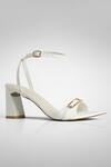 Buy_Signature Sole_White Buckle Strap Block Heels _at_Aza_Fashions