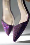Signature Sole_Purple Crystal Embellished Pointed Mules _at_Aza_Fashions