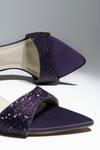 Buy_Signature Sole_Crystal Embellished Purple Mules 
