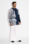 Buy_SHASHA GABA_Swirl Print Obsidian Blue Short Kurta _at_Aza_Fashions