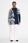 Buy_SHASHA GABA_Swirl Print Obsidian Blue Short Kurta _Online_at_Aza_Fashions