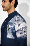 SHASHA GABA_Swirl Print Obsidian Blue Short Kurta _at_Aza_Fashions