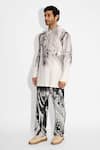 SHASHA GABA_Lush Morph Print Ivory Short Kurta _Online_at_Aza_Fashions