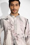 SHASHA GABA_Lush Morph Print Ivory Short Kurta _at_Aza_Fashions