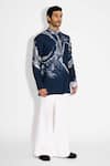 Buy_Shasha Gaba_Blue Tussar Morph Print Obsidian Short Kurta _Online_at_Aza_Fashions