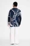 Shop_Shasha Gaba_Blue Tussar Morph Print Obsidian Short Kurta _at_Aza_Fashions