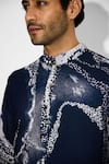 Shasha Gaba_Blue Tussar Morph Print Obsidian Short Kurta _at_Aza_Fashions