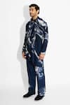 Shasha Gaba_Blue Tussar Morph Print Wrap Style Kurta _Online_at_Aza_Fashions