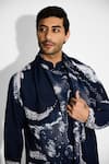 Shop_Shasha Gaba_Blue Tussar Morph Print Wrap Style Kurta _Online_at_Aza_Fashions