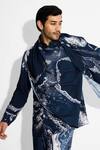 Shasha Gaba_Blue Tussar Morph Print Wrap Style Kurta _at_Aza_Fashions