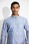 Shasha Gaba_Blue Polyester Embroidery Frost Designer Kurta _at_Aza_Fashions