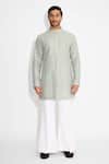 Shop_SHASHA GABA_Gray Hexagon Dots Embellished Ash Short Kurta _Online_at_Aza_Fashions