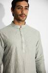 SHASHA GABA_Gray Hexagon Dots Embellished Ash Short Kurta _at_Aza_Fashions