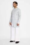 SHASHA GABA_Gray Orbs And Waves Dove Grey Kurta _Online_at_Aza_Fashions