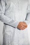 SHASHA GABA_Gray Orbs And Waves Dove Grey Kurta _at_Aza_Fashions