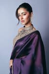 Shop_PUNIT BALANA_Purple Baigani Classic Saree And Embroidered Blouse _Online_at_Aza_Fashions