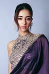 Buy_PUNIT BALANA_Purple Baigani Classic Saree And Embroidered Blouse 