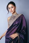 Buy_PUNIT BALANA_Purple Baigani Classic Saree And Embroidered Blouse _Online