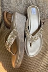 Buy_Fuchsia_Floral Lane Gold Wedges _at_Aza_Fashions