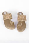 Shop_Fuchsia_Gold Designer Sunset Kolhapuris Wedges _at_Aza_Fashions