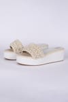 Buy_Fuchsia_White Designer Pearl Embellished Wedges _Online_at_Aza_Fashions