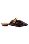 Devano_Maroon Bianca Studded Mules _Online_at_Aza_Fashions