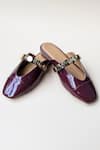 Shop_Devano_Maroon Bianca Studded Mules _at_Aza_Fashions
