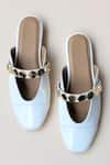 Shop_Devano_White Bianca Studded Mules _at_Aza_Fashions
