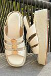 Shop_Devano_White Beads Suzy Puffy Wedges _at_Aza_Fashions