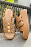 Shop_Devano_Beige Studs Suzy Puffy Wedges _at_Aza_Fashions
