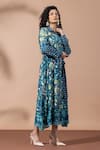 Buy_Thee Modern Roots_Floral Print Teal Blue Shirt Dress _Online_at_Aza_Fashions