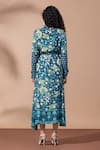 Shop_Thee Modern Roots_Floral Print Teal Blue Shirt Dress _at_Aza_Fashions