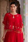 Geroo Jaipur_Red Chiffon Lehenga Set _Online_at_Aza_Fashions