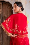 Buy_Geroo Jaipur_Red Chiffon Lehenga Set _Online_at_Aza_Fashions