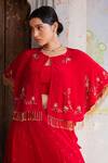 Shop_Geroo Jaipur_Red Chiffon Lehenga Set _Online_at_Aza_Fashions
