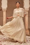 Buy_Geroo Jaipur_Off White Chiffon Lehenga Set _at_Aza_Fashions