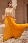Buy_Geroo Jaipur_Yellow Chiffon Lehenga Set _Online_at_Aza_Fashions