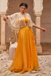Shop_Geroo Jaipur_Yellow Chiffon Lehenga Set _Online_at_Aza_Fashions