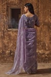 Shop_Geroo Jaipur_Mauve Hand Embroidered Tissue Saree Set _at_Aza_Fashions