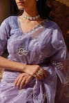 Geroo Jaipur_Mauve Hand Embroidered Tissue Saree Set _Online_at_Aza_Fashions